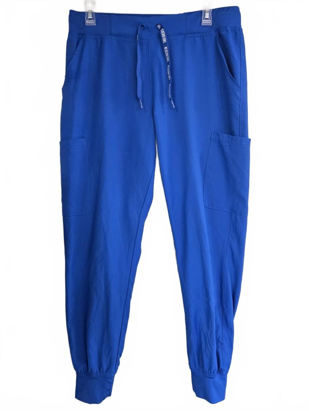 Blue Scrub Pants with Drawstring Waist and Pockets